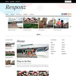 Vista previa del tema Themify Responz para WordPress con diseño responsivo tipo revista, menú superior y secciones de entradas destacadas