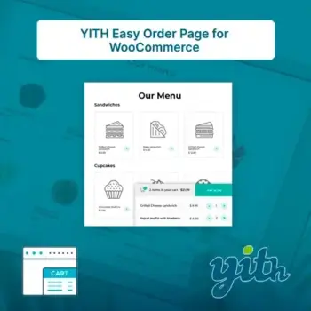 YITH WooCommerce Easy Order Page Premium Vista previa de la página de pedidos con menú de productos y carrito en YITH WooCommerce Easy Order Page Premium