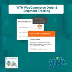 Captura de pantalla del panel de seguimiento de pedidos con el complemento YITH WooCommerce Order & Shipment Tracking Premium mostrando el estado del envío y pedidos recientes