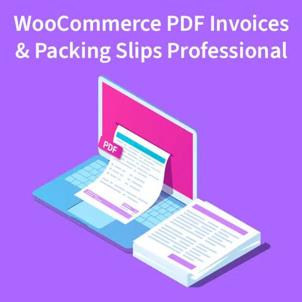 Ilustración de facturas y albaranes en PDF en un portátil, Woocommerce PDF Invoices Packing Slips Professional