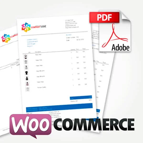 Plantillas premium de facturas en PDF para WooCommerce con diseño de documento y icono de PDF, Woocommerce PDF Invoices Premium Templates