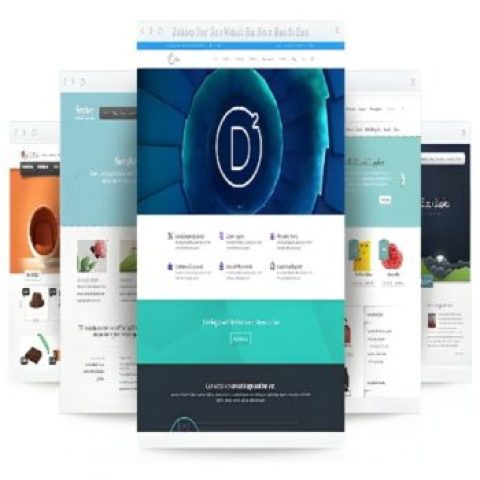 Collage de plantillas de diseño web y páginas de inicio superpuestas, ideal para Maquetador Categoría Temas (No Borrar).